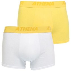 Sous-vêtements Homme Boxers Athena Lot de 2 Boxers Homme Coton FLUOMIX Jaune Blanc Jaune