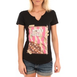 Vêtements Femme T-shirts manches courtes LuluCastagnette T-Shirt Mimi Flamme Print Noir Noir