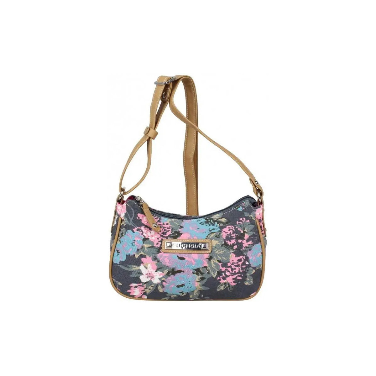 Sacs Femme Sacs porté main Fuchsia Mini sac bandoulière incurvé motif floral toile  F93 Gris