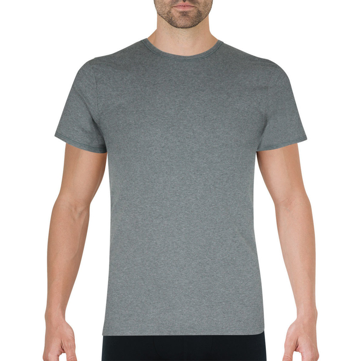 Vêtements Homme T-shirts manches courtes Eminence Tee-shirt logo-embroidered col rond Pur coton Premium Gris