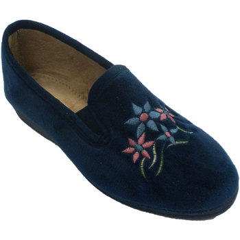 Chaussures Femme Chaussons Made In Spain 1940   Chaussure fermée avec broderie motif d Bleu