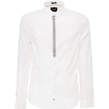 Vêtements Homme Chemises manches longues Guess Cravates et accessoires Poplin Blanc M73H54 Blanc
