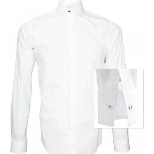 Vêtements Homme Chemises manches longues Chemise Oxford Derby Vert chemise tendance new weave blanc Blanc