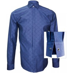 Vêtements Homme Chemises manches longues Andrew Mc Allister chemise tissu jacquard wembley bleu Bleu