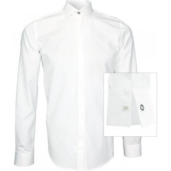 Vêtements Homme Chemises manches longues Andrew Mc Allister chemise blanche jacquard wembley blanc Blanc