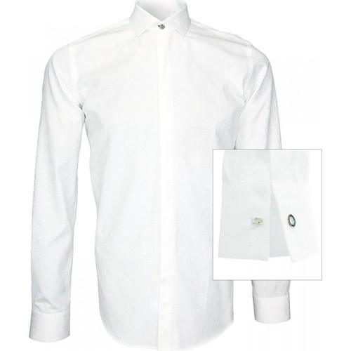 Vêtements Homme Chemises manches longues Stones and Boneser chemise blanche jacquard wembley blanc Blanc