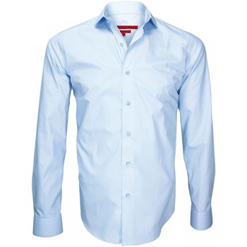 Vêtements Homme Chemises manches longues polo-shirts men usb Sockser chemise double fil 120/2 luxury bleu Bleu