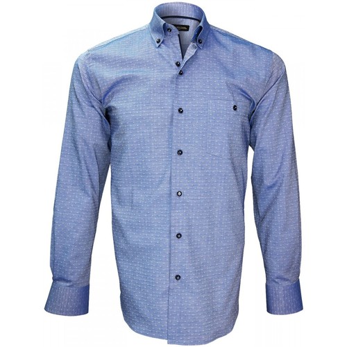 Vêtements Homme Chemises manches longues Emporio Balzani chemise tissu oxford batistini bleu Bleu