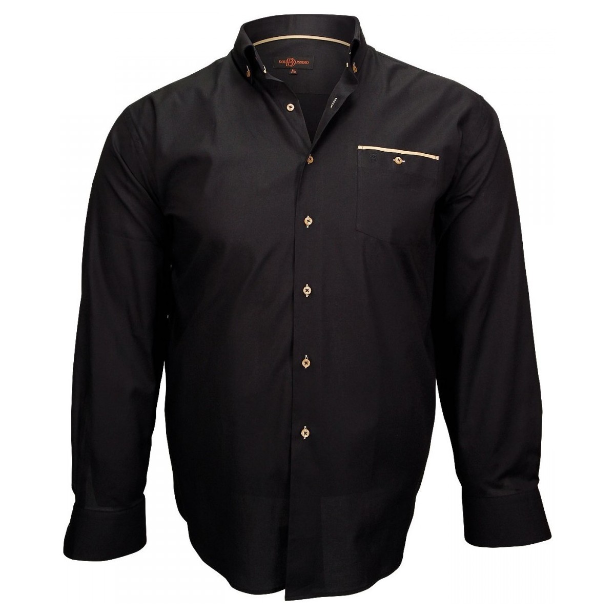 Vêtements Homme Chemises manches longues Doublissimo chemise tissu oxford london noir Noir