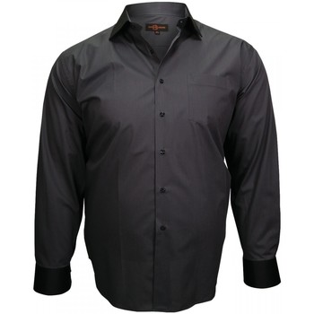 Vêtements Homme Chemises manches longues Doublissimo chemise col noir business noir Noir
