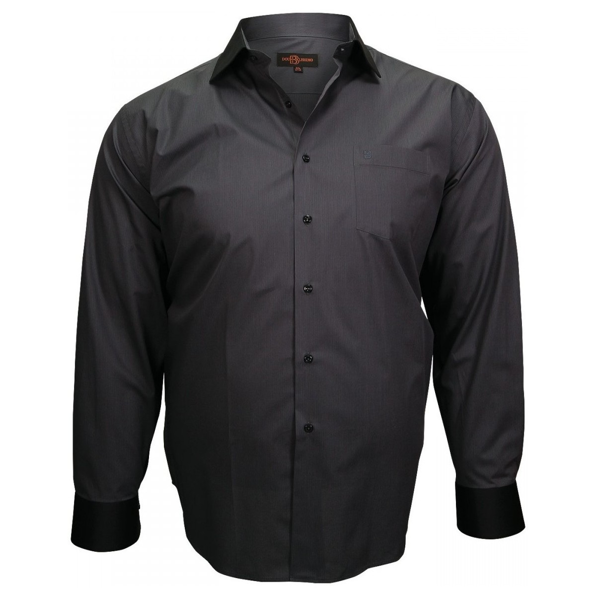 Vêtements Homme Chemises manches longues Doublissimo chemise col noir business noir Noir