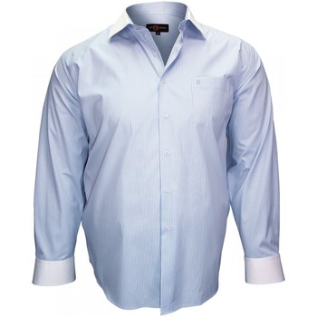 Vêtements Homme Chemises manches longues Doublissimo chemise a col blanc business bleu Bleu