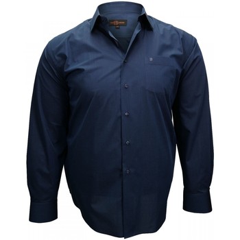 Vêtements Homme Chemises manches longues Doublissimo chemise fil a fil dandy bleu Bleu