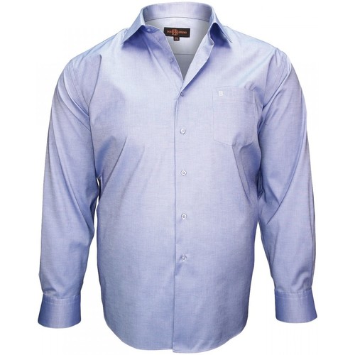Vêtements Homme Chemises manches longues Doublissimo chemise fil a fil dandy bleu Bleu
