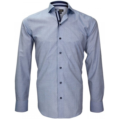 Vêtements Homme Chemises manches longues Emporio Balzani chemise fil a fil cinecitta bleu Bleu