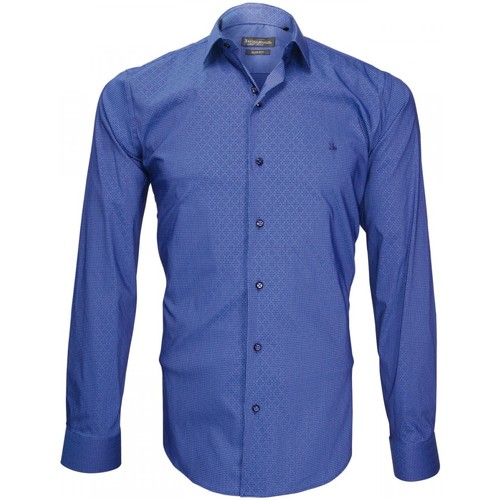 Vêtements Homme Chemises manches longues Emporio Balzani chemise en popeline tiberio bleu Bleu