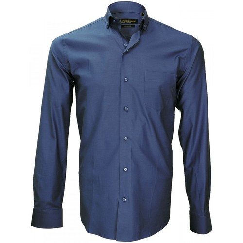 Vêtements Homme Chemises manches longues Emporio Balzani chemise tissu pinpoint prestige bleu Bleu