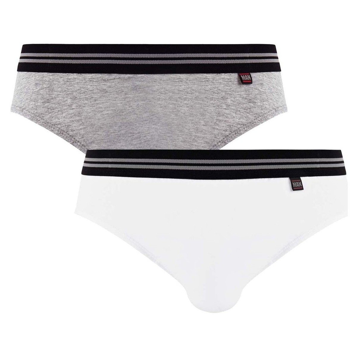 Sous-vêtements Homme Boxers Pomm'poire Lot de 2 slips gris chiné & blanc Gentleman Multicolore