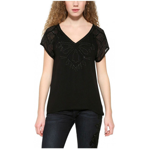 Femme Desigual T-Shirt Femme Butterfly Noir 17WWBW28 Noir - Vêtements Blouses Femme 99 