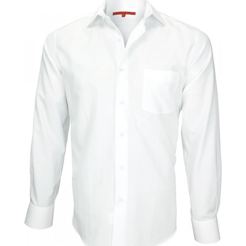 Vêtements Homme Chemises manches longues Rideaux / stores chemise tissu armuree business blanc Blanc