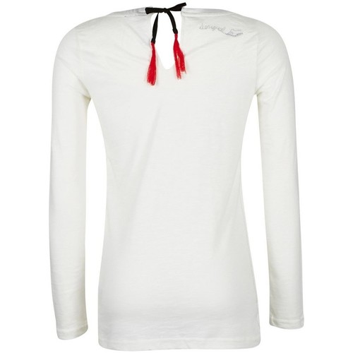 T-shirts manches longues Desigual T-Shirt Slub Ecru 36T2410/1015 (sp) Blanc - Vêtements T-shirts manches longues Femme 49 