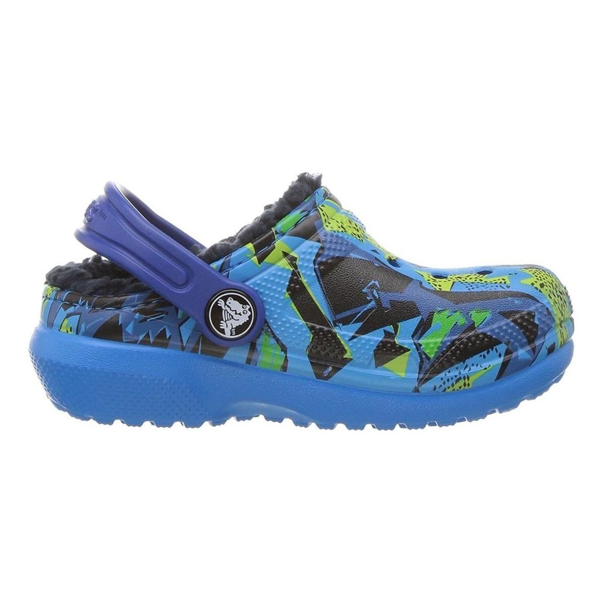 Chaussures Fille Sandales et Nu-pieds Crocs KID'S CLASSIC FUZZ LINED GRAPHIC CLOG Bleu