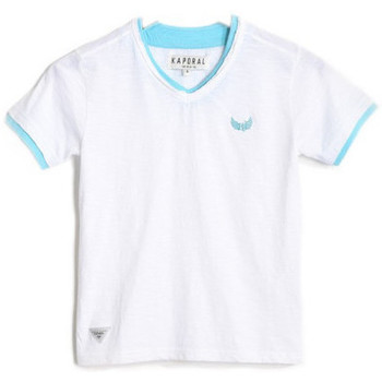 Vêtements Garçon T-shirts manches courtes Kaporal T-Shirt Garçon CEROSE Blanc Col Turquoise (sp) Blanc