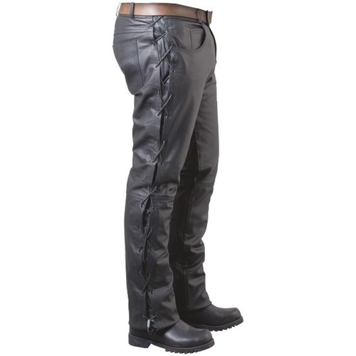 Vêtements Homme Pantalons Homme | Pantalon en cuir avec lacets ref 02702 noir - KG57226
