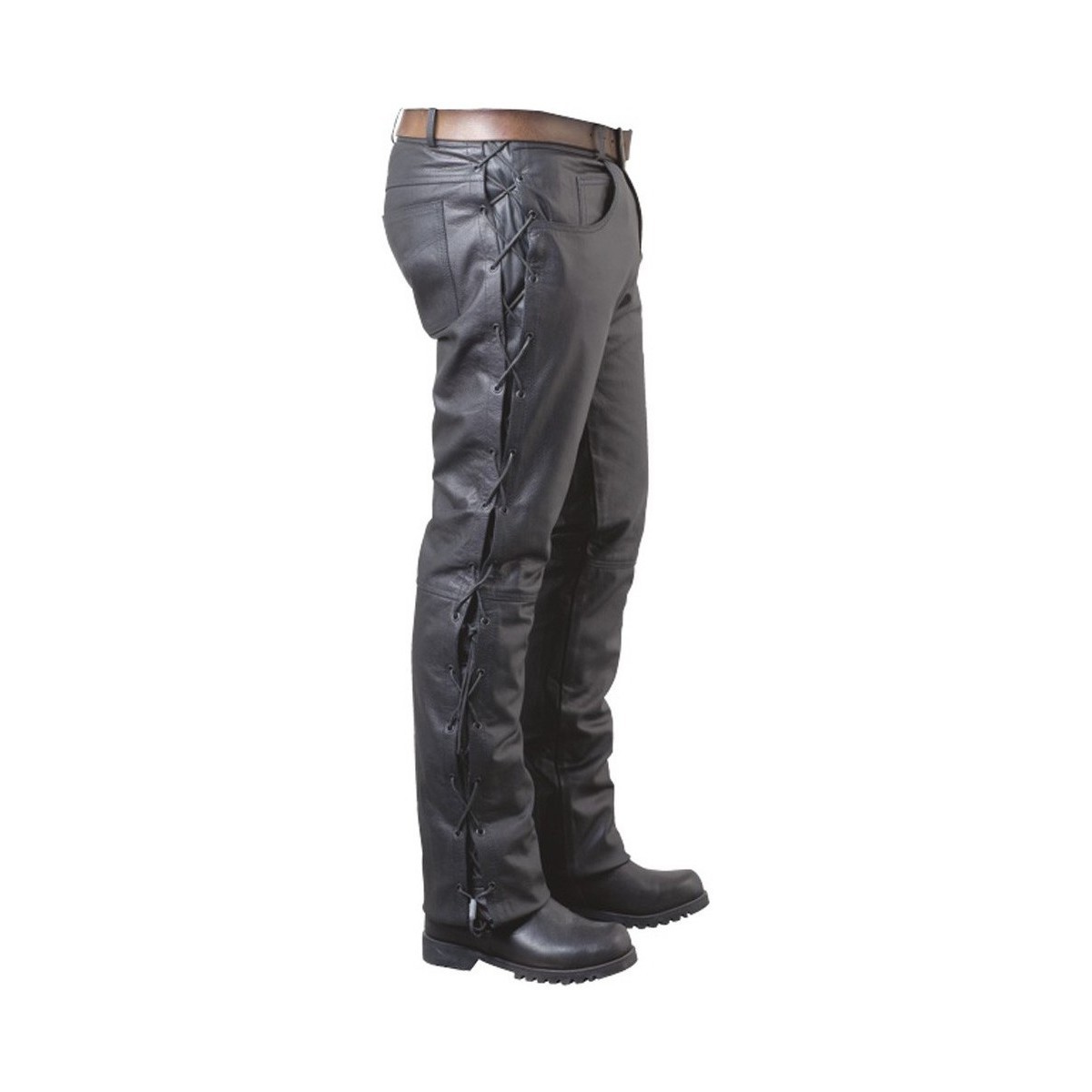 Vêtements Homme Pantalons Pallas Cuir Pantalon en cuir avec lacets ref 02702 noir Noir