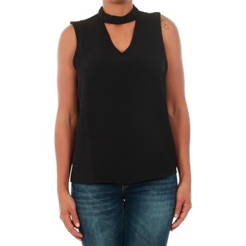 Vêtements Femme Débardeurs / T-shirts sans manche Only 15145266 ONLMYRINA CHOKER S/L SOLID TOP WVN BLACK Noir
