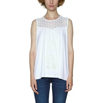 Vêtements Femme Marques à la une Desigual T Shirt Garance Blanc 18SWTKB2 Blanc