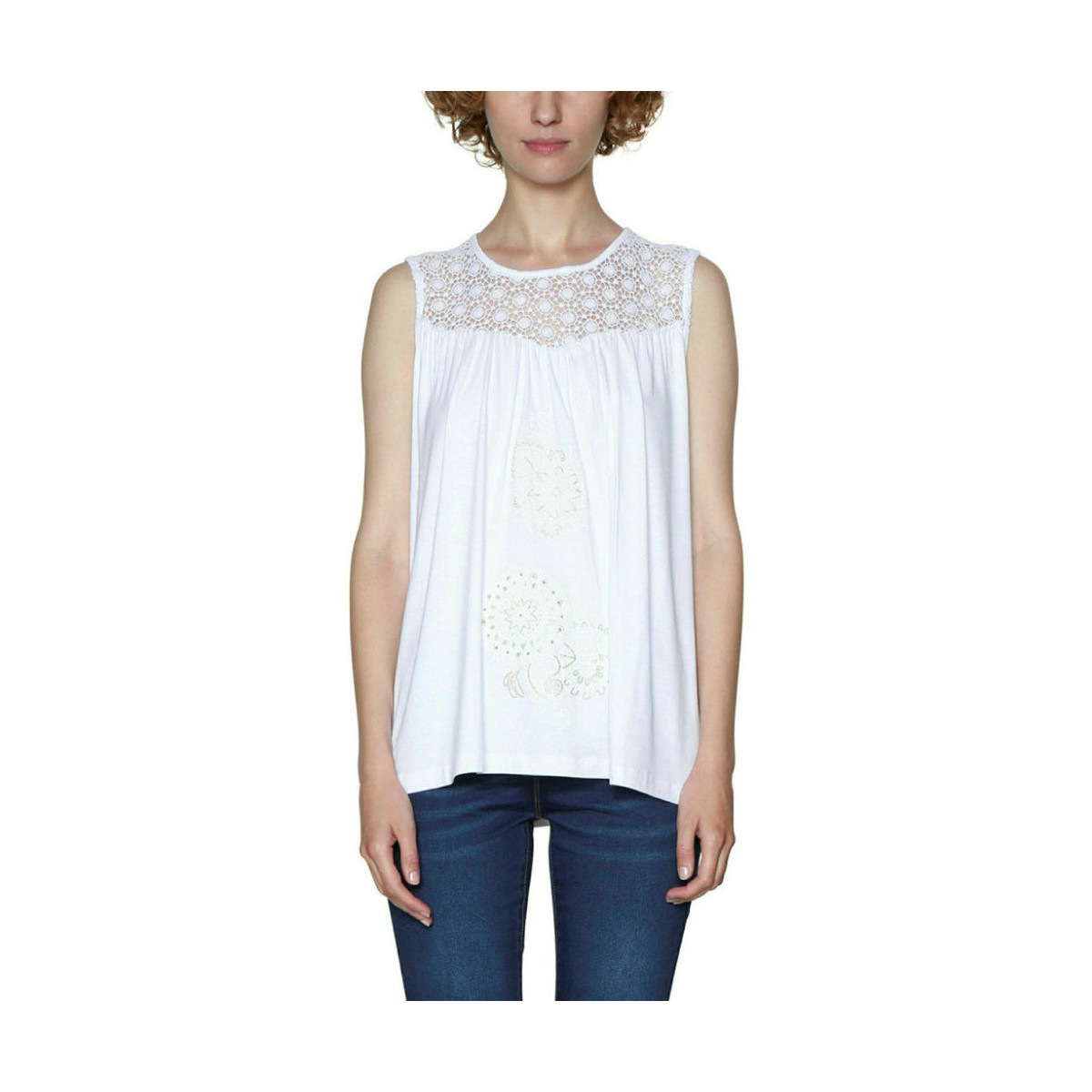 Vêtements Femme Polos manches courtes Desigual T Shirt Garance Blanc 18SWTKB2 Blanc