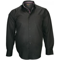 Vêtements Homme Chemises manches longues Doublissimo chemise tissu armure lugano noir Noir