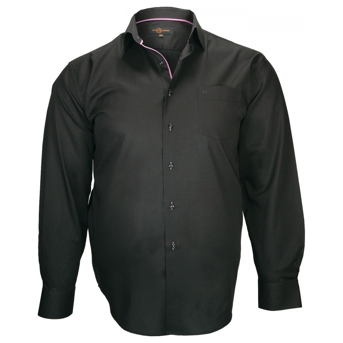 Vêtements Homme Chemises manches longues Doublissimo chemise tissu armure lugano noir Noir