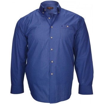 Vêtements Homme Chemises manches longues Doublissimo chemise a carreaux deville bleu Bleu