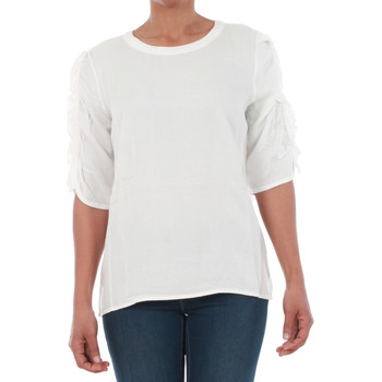 Vêtements Femme T-shirts manches courtes Vero Moda 10196235 VMSEATTLE FRILL 2/4 TOP EXP SNOW WHITE Blanc