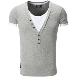 Vêtements Homme Comptoir de fami Carisma Tee shirt fashion col v doublé T-shirt 202 gris clair Gris
