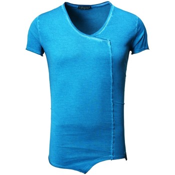 Vêtements Homme T-shirts & Polos Monsieurmode T-shirt fashion oversize T-shirt 122 bleu petrole Bleu