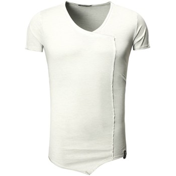 Vêtements Homme T-shirts & Polos Monsieurmode T-shirt asymétrique fashion T-shirt T22 gris clair Gris
