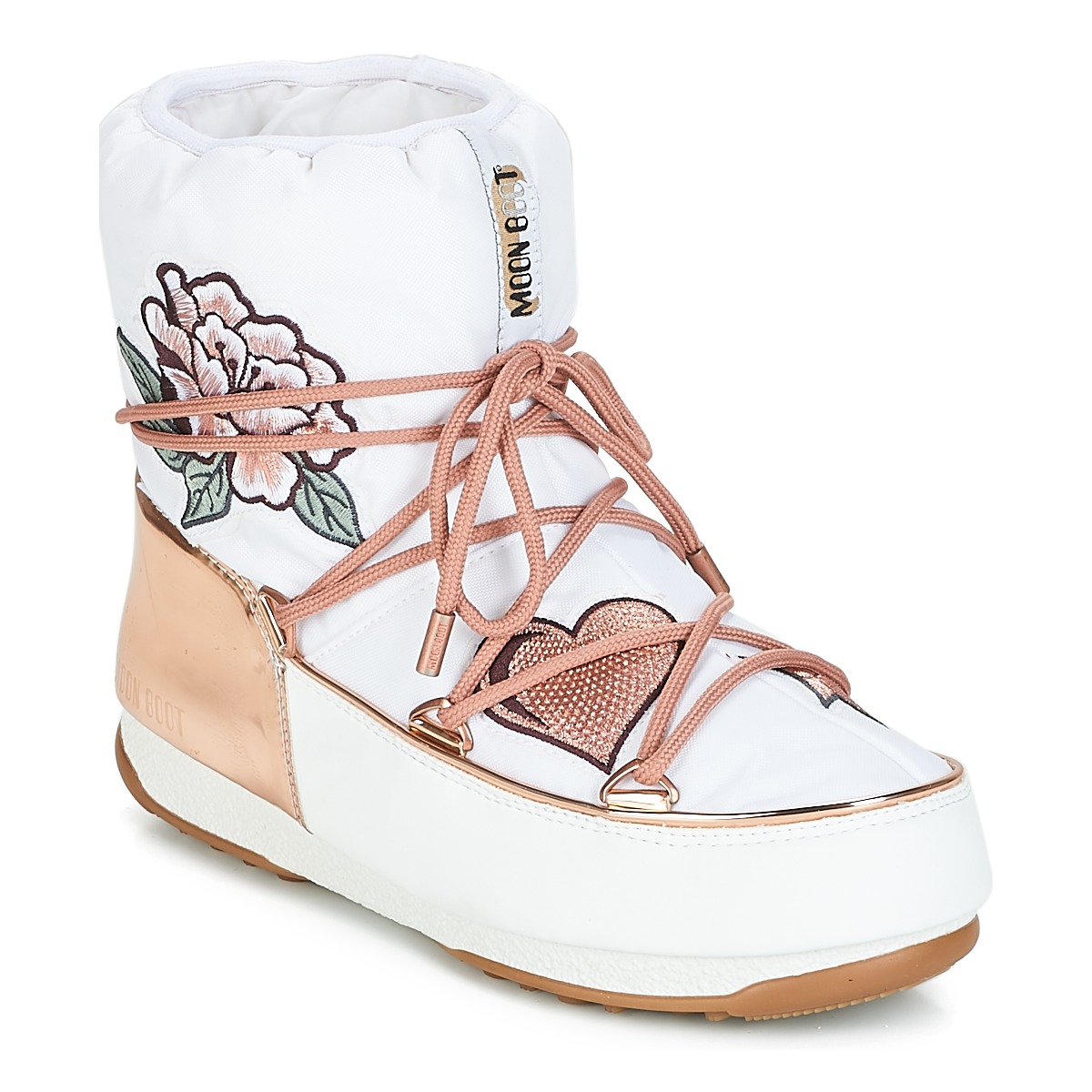 Chaussures Femme Bottes de neige Moon Ankle Boot PEACE & LOVE WP Blanc / Rose gold