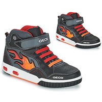 Chaussures Garçon Baskets montantes Geox JR GREGG Noir / Rouge