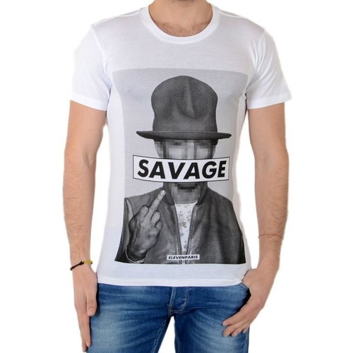 Vêtements Homme T-shirts T1TX1P29 manches courtes Eleven Paris Savrel M Blanc