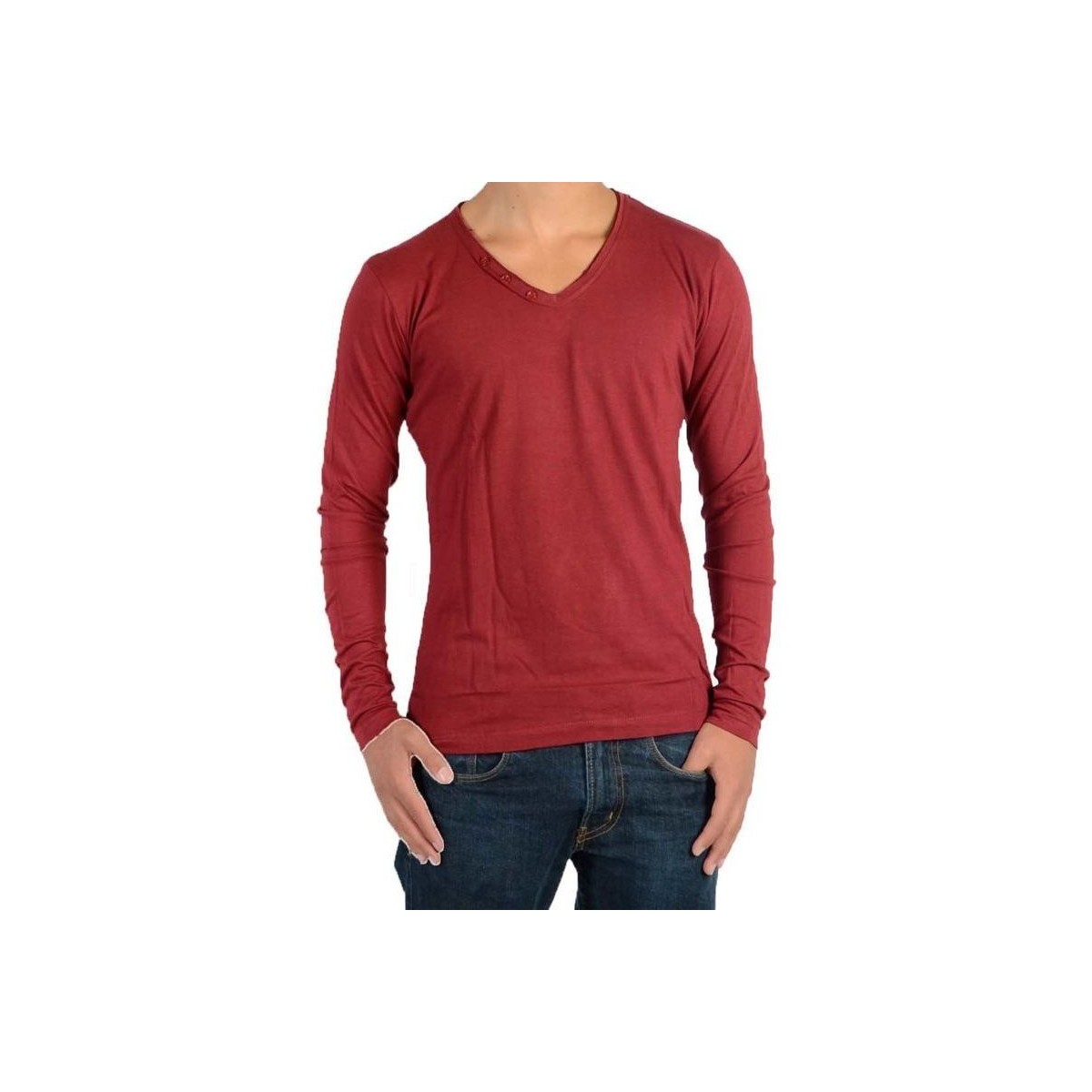 Vêtements Fille T-shirts manches longues Eleven Paris Basic V LS Mixte Rouge