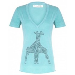 Vêtements Femme T-shirts manches courtes So Charlotte V neck short sleeves Giraffe T00-91-80 Vert Vert