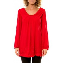 Vêtements Femme T-shirts manches longues Sacs de sport Vision de Rêve Chemisier Col Claudine IP11013 Rouge Rouge
