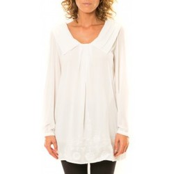 Vêtements Femme T-shirts manches longues Sacs de sport Vision de Rêve Chemisier Col Claudine IP11013 Blanc Blanc