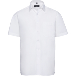 Vêtements Homme Chemises manches courtes Russell Chemise de travail en popeline 100% coton à manches courtes Blanc