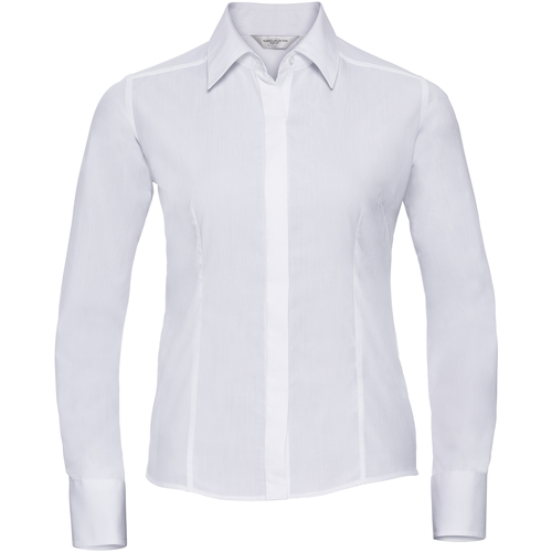 Vêtements Femme Chemises / Chemisiers Russell Collection Chemisier à manches longues en popeline BC1017 Blanc