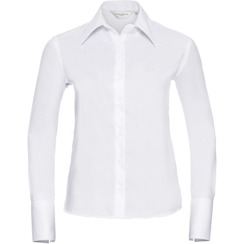 Russell Collection Chemisier à manches longues sans repassage BC1034 Blanc  - Vêtements Chemises / Chemisiers Femme 52,40 €