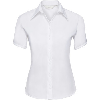 Vêtements Femme Chemises / Chemisiers Russell Collection Chemisier à manches courtes sans repassage BC1036 Blanc